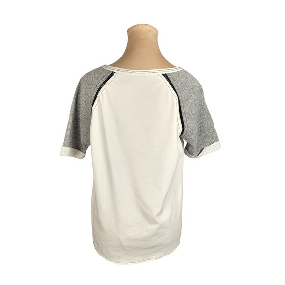 Maison Scotch White T-Shirt w/ Grey Sleeves Sz 2 - Picture 5 of 10